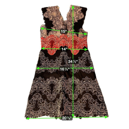 Sandro Paris Lace Overlay V Neck Dress Red Black Women's Size Small
