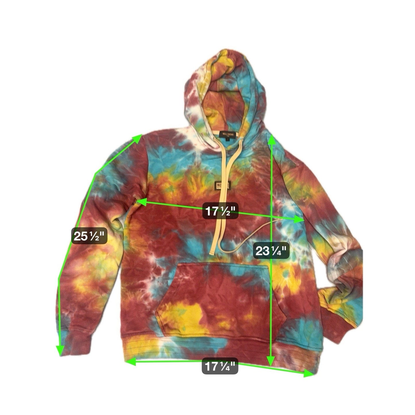 Well Known Studios Tie Dye Hoodie Sweatshirt Gold Logo Patch Size L Unisex