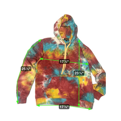 Well Known Studios Tie Dye Hoodie Sweatshirt Gold Logo Patch Size L Unisex