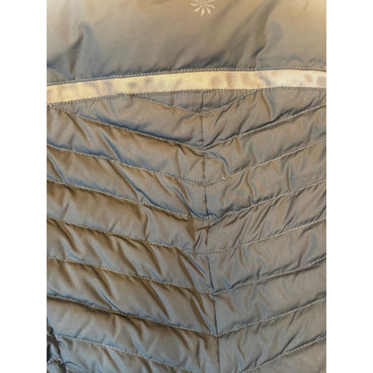 Athleta Black Down Feather Puffer Jacket Women's M Quilted Asymmetrical Zip Coat