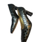 Stuart Weitzman Heels Black Crocodile Embossed Leather Pumps Square Toe