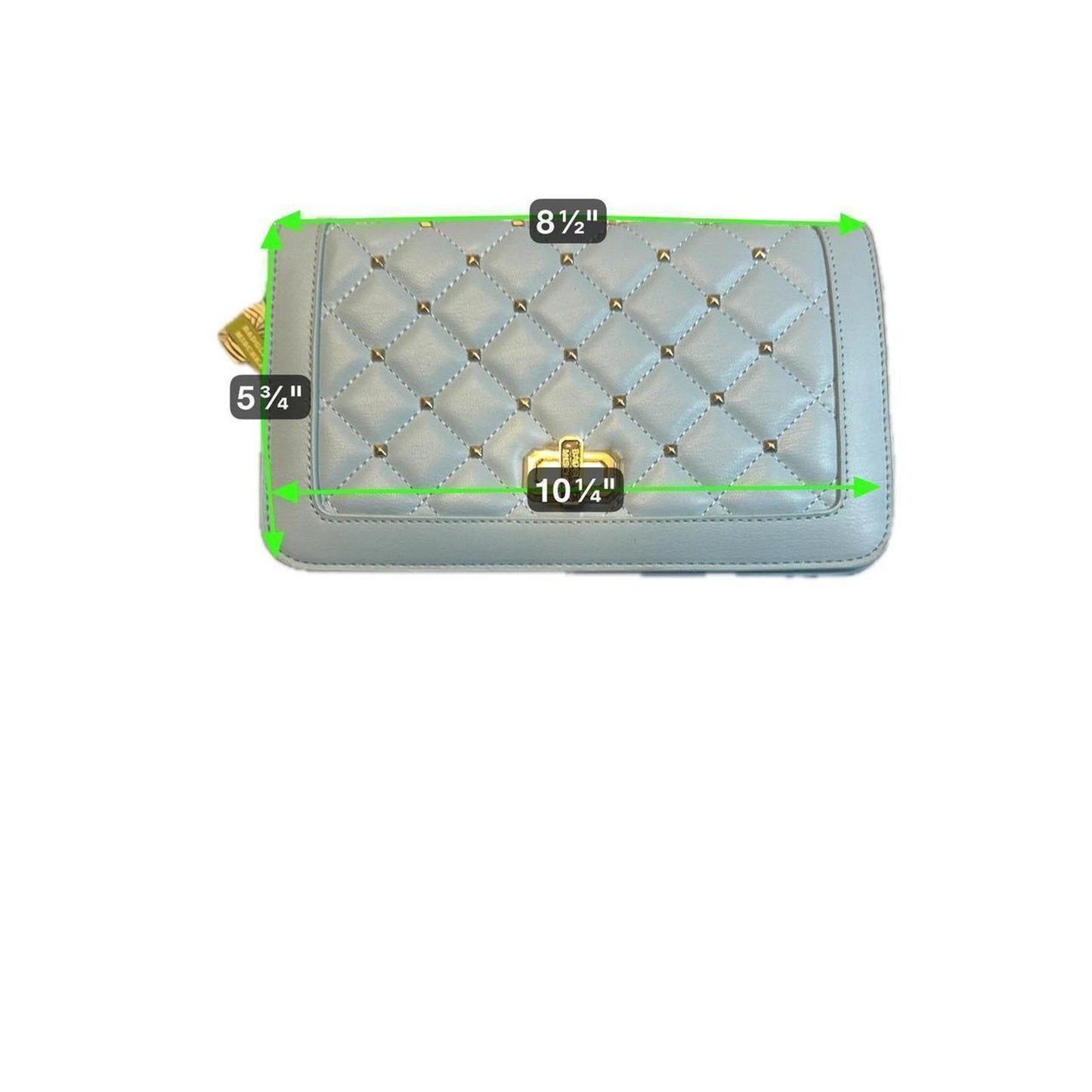 Badgley mischka blue quilted studded