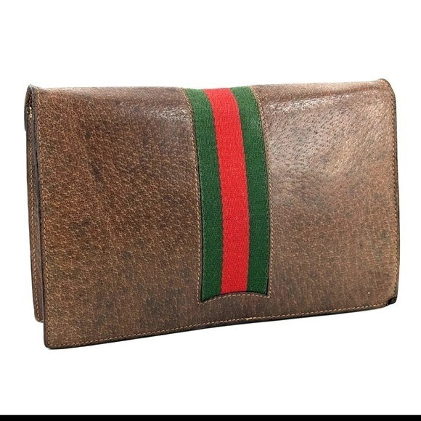 Authentic Vintage Gucci Monogram Canvas Tote Bag Red Green Stripe