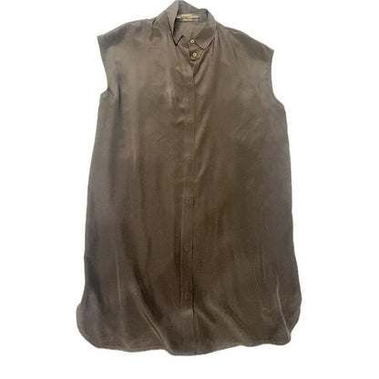 AllSaints Silk Sleeveless Button Down Dress Shirt Womens US 2 Black