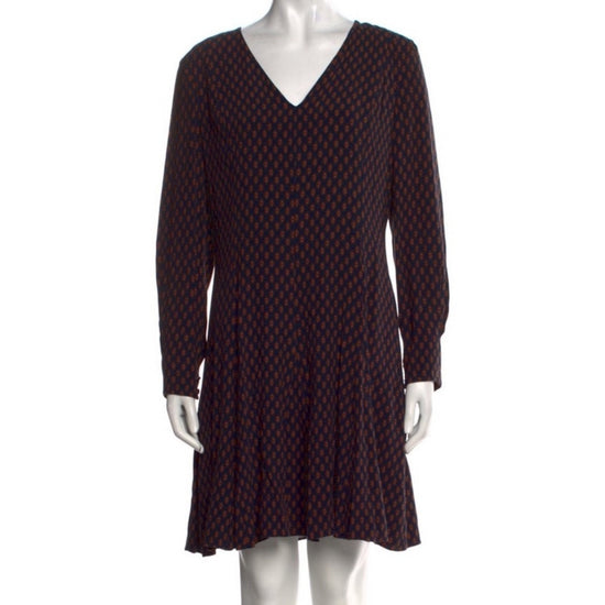 Jigsaw Navy & Rust Polka Dot Long Sleeve Mini Dress – Size Medium (US 8)