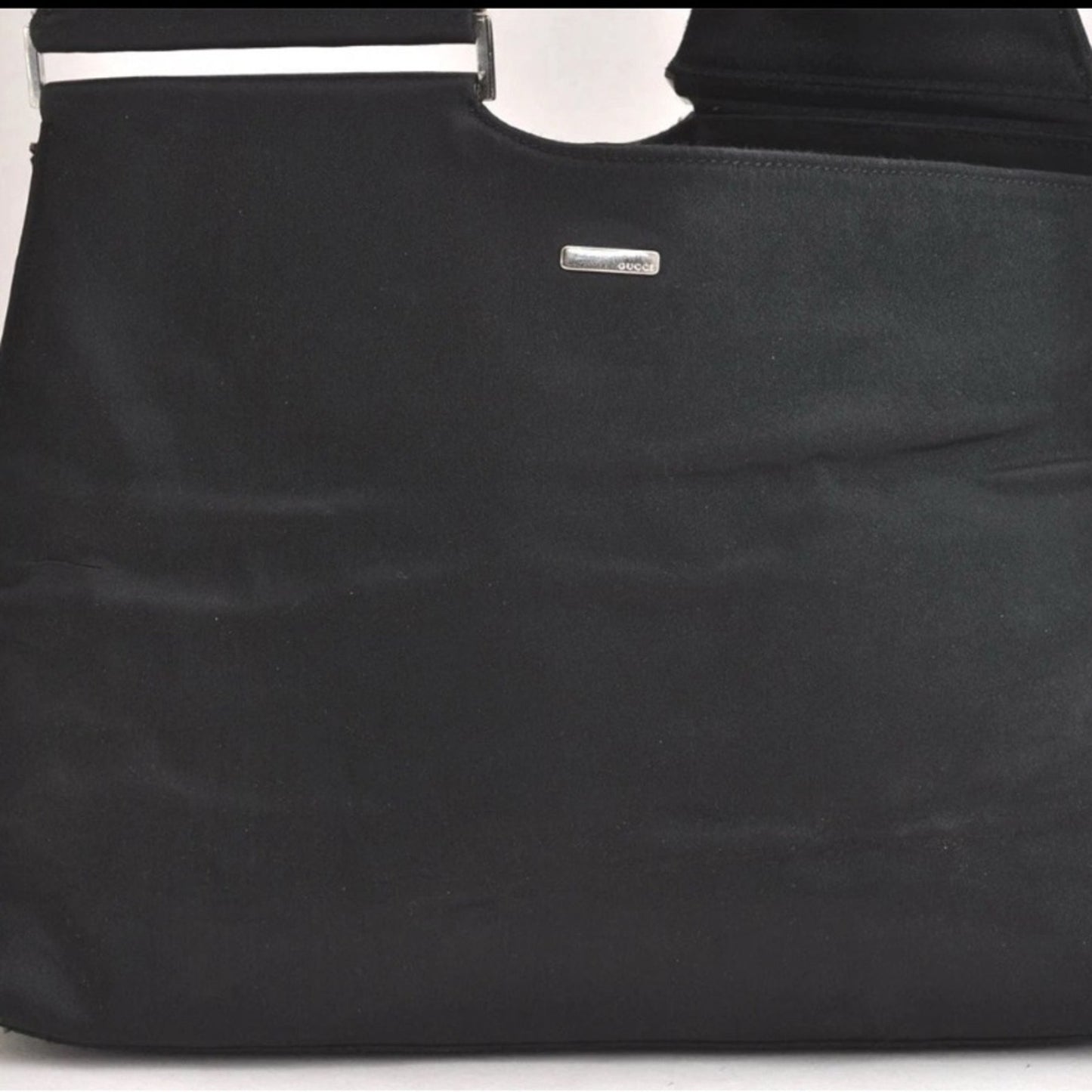 Gucci Vintage Satin Shoulder Bag – Silver Bar Detail