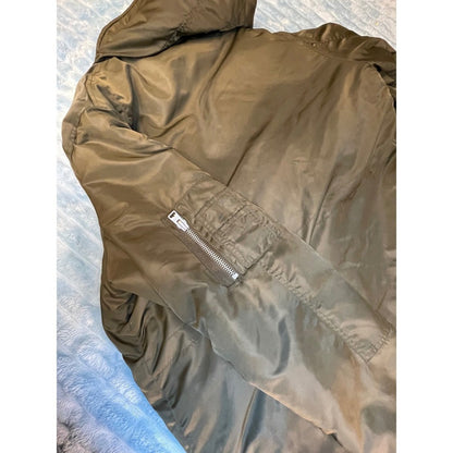 ALLSAINTS Olive Green Nylon Bomber Coat  With Multiple Zippers Size Small