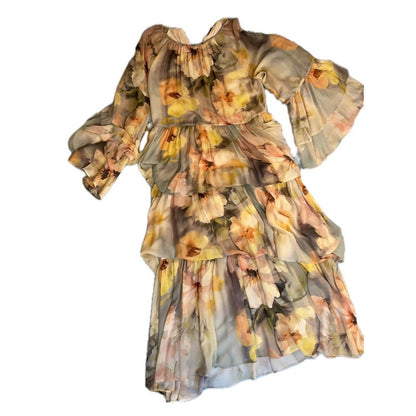 Other Stories Floral Tiered Ruffle Midi Dress M