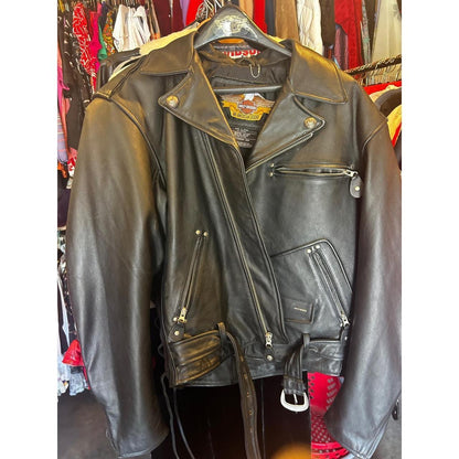 Harley-Davidson Biker Jacket Women's Size L Black Excellent Embossed Eagle Back