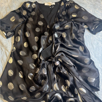 Diane von Furstenberg Luxe Polka Dot Wrap Top – Size 12