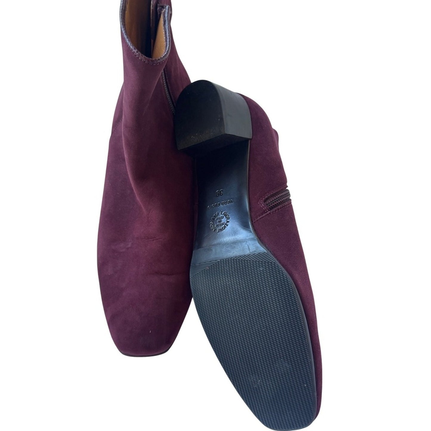 Eliot Zed London Suede Ankle Boots – Burgundy, Made in Italy (Size 39) USA 8.5
