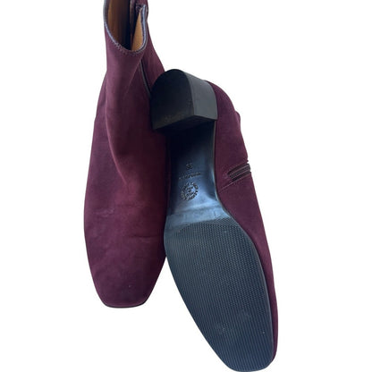 Eliot Zed London Suede Ankle Boots – Burgundy, Made in Italy (Size 39) USA 8.5