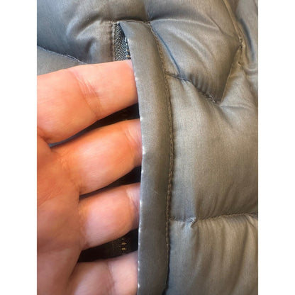 Helmut Lang Gray Down Puffer Jacket with Hood Asymmetrical Zip Womens Small S