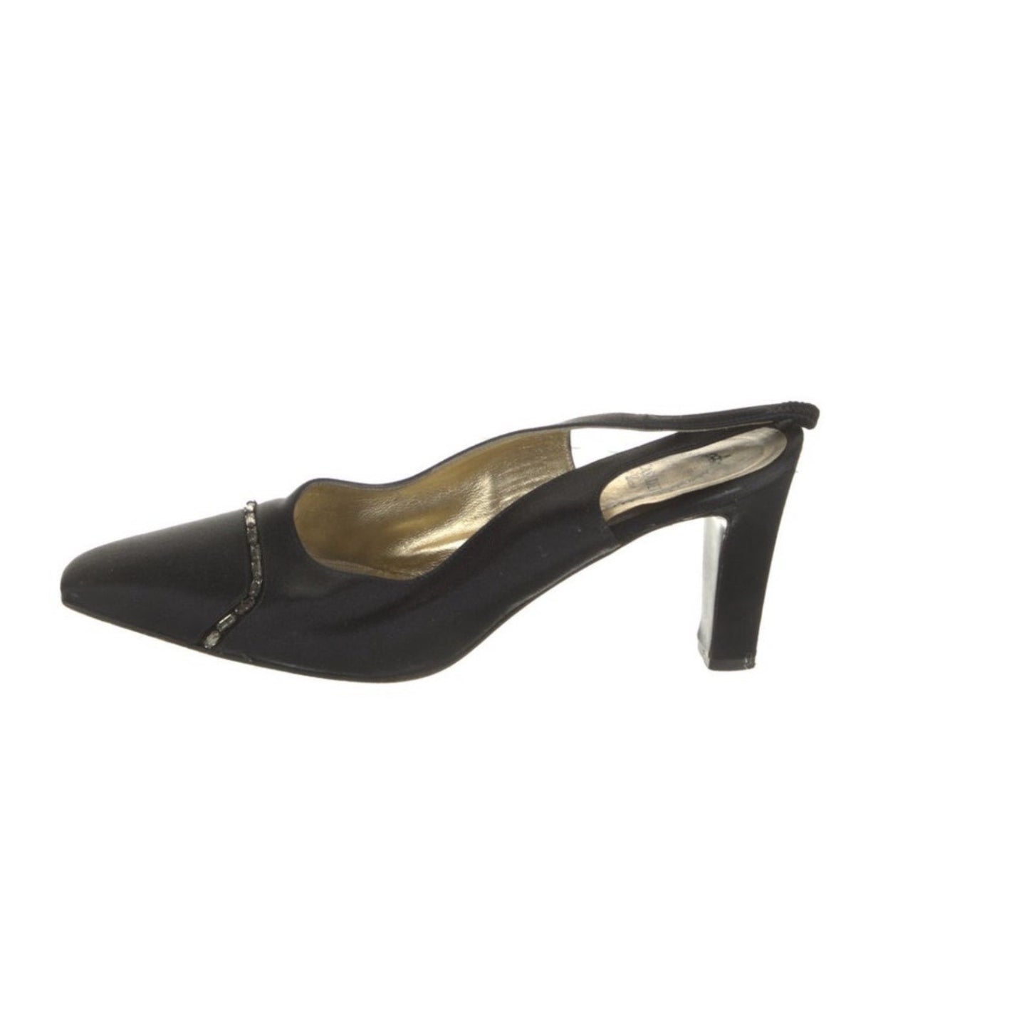 Casadei Black Slingback Heels Embellished Pointed Toe Stiletto size 9
