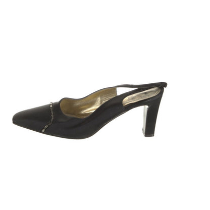Casadei Black Slingback Heels Embellished Pointed Toe Stiletto size 9