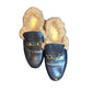 Gucci Princetown Black Leather Fur Lined Horsebit Mules Loafers Size 39 IT 9