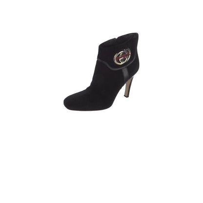 Gucci Ankle Boots Women's Size 6.5 Black Good Interlocking G Logo