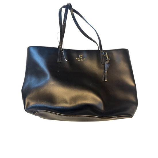 Kate Spade New York Black Leather Tote Bag Handbag Purse Womens