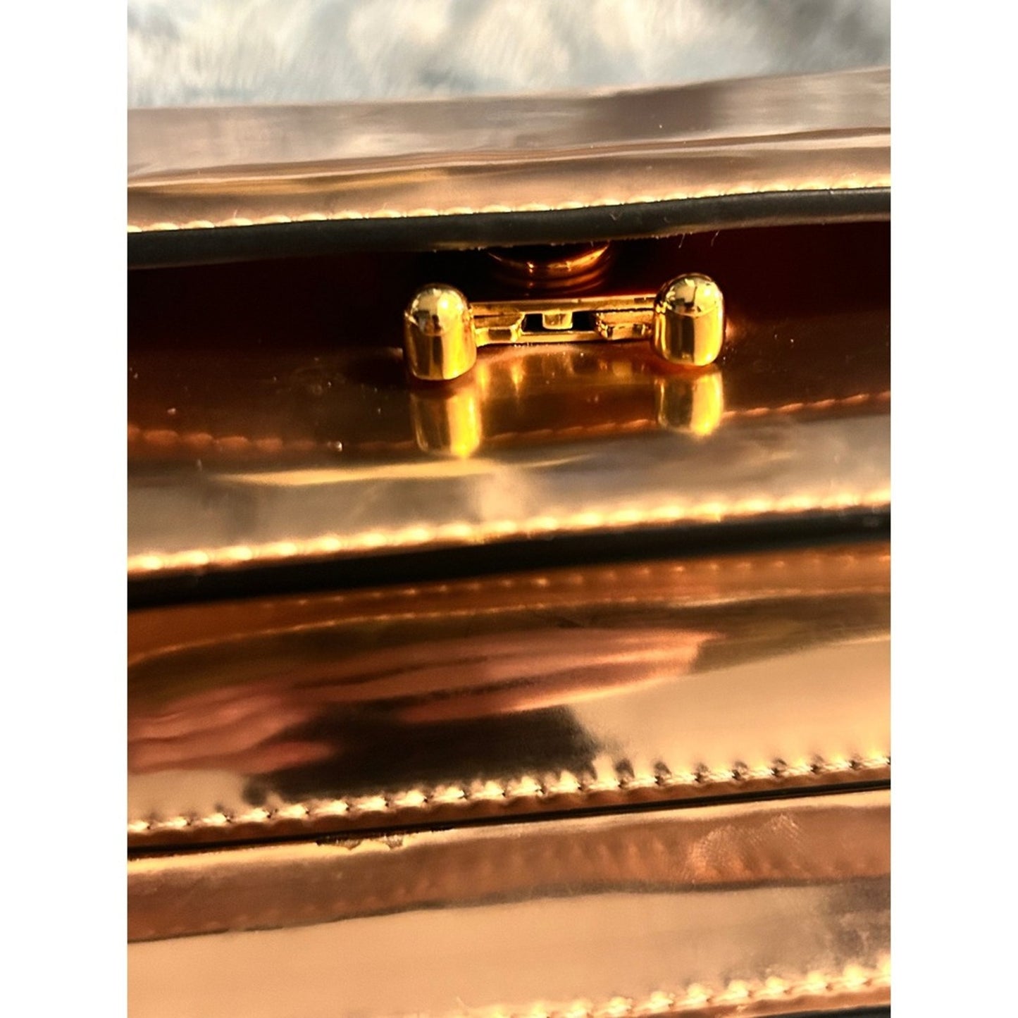 Marni Metallic Rose Gold Shoulder Bag Flap Closure