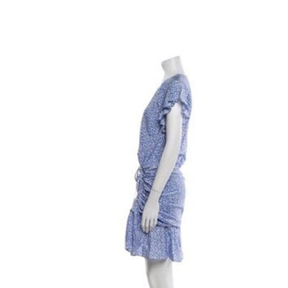Veronica Beard Silk Floral Print Ruffle Sleeve Ruched Mini Dress Size M