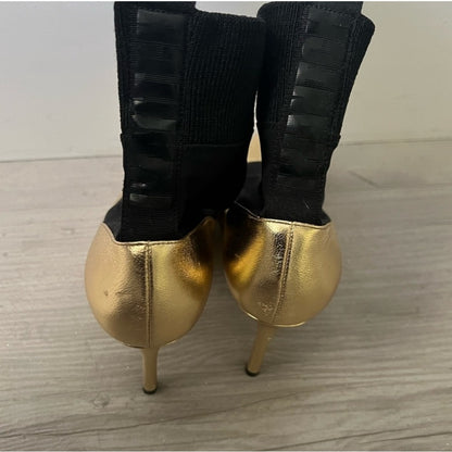 Jimmy‎ Choo Black and Gold Stiletto Heeled Boots