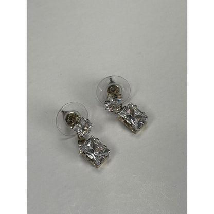 Gold-Tone Clear Faceted Gemstone Stud Earrings