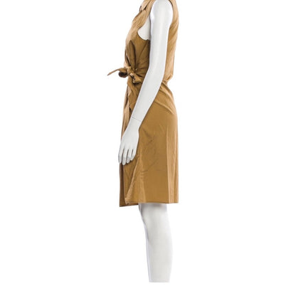 Vince Sleeveless Tie-Waist Shirt Dress – Camel Brown (Size Large / US 10)