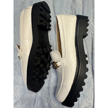 Circus by Sam Edelman Loafers Womens Size 8.5 White Lug Sole Gold Hardware