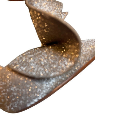 Betsey Johnson Glitter Bow Heels Silver Metallic Glam Stiletto Pumps Size 9.5