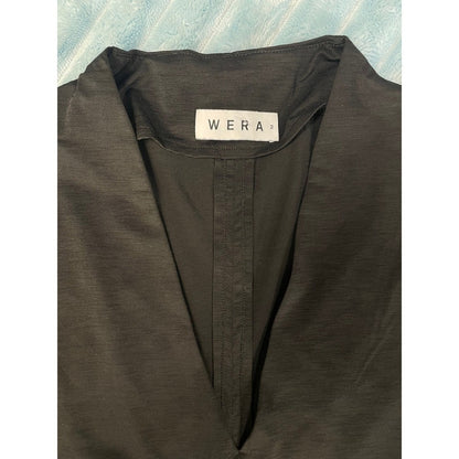 WERA Madison Black V-Neck Cap Sleeve Top Shirt Womens Size M