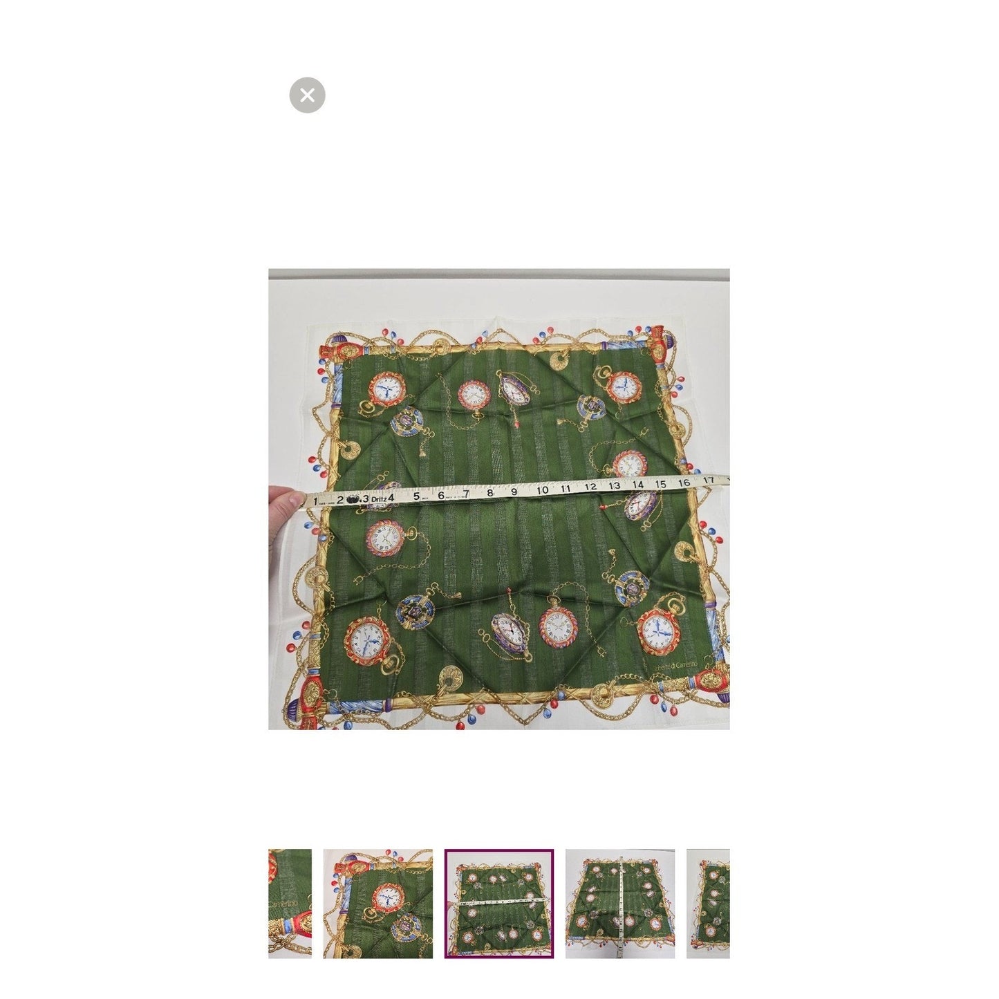 Roberta di Camerino Vintage Watch Print Handkerchief Scarf Italy