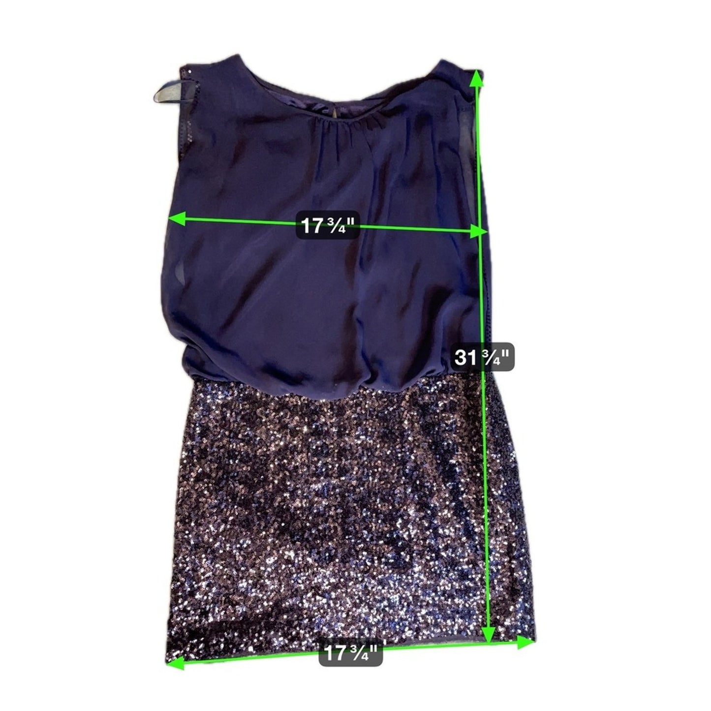 Aidan Mattox Navy Blue Sheer Overlay Sequin Cocktail Dress Size 8