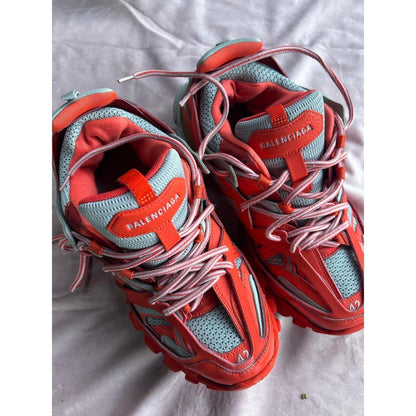 Balenciaga Track Sneakers Red Grey Mens Size US 9 EU 42 Chunky Tech Shoes