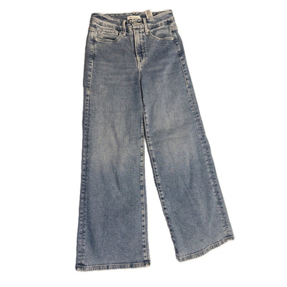 Good American Good Waist Palazzo Wide Leg Cropped Jeans Size 2/26 Blue Denim