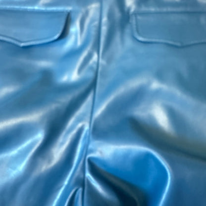 Simon Miller Leather Pants Blue Green High Waist Pleated Wide Leg waist 27