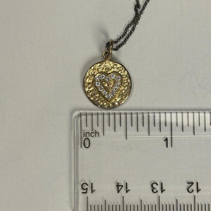 Gold-Tone Cubic Zirconia Pave Heart Charm Necklace