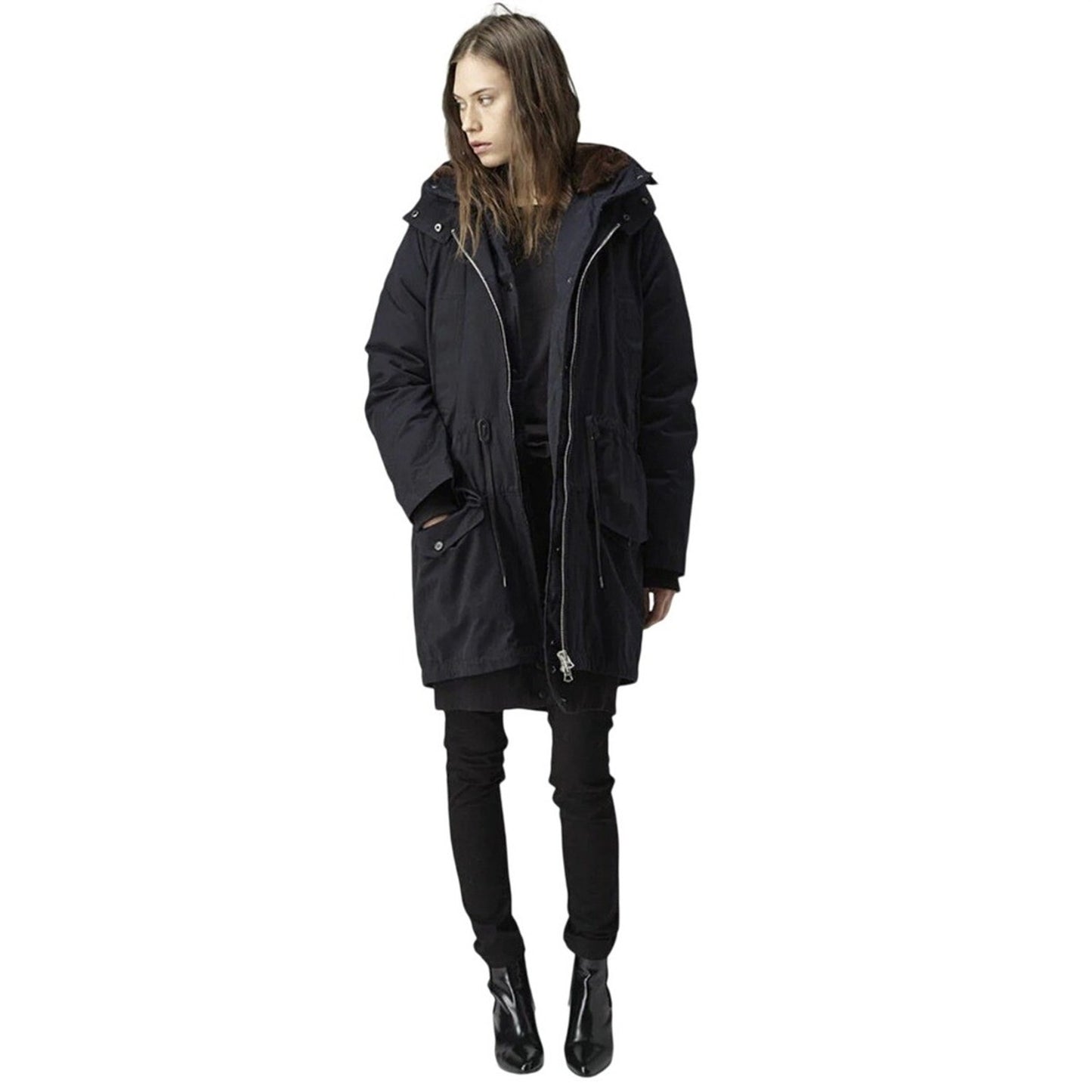 ALLSAINTS Olive Green Nylon Bomber Coat  With Multiple Zippers Size Small