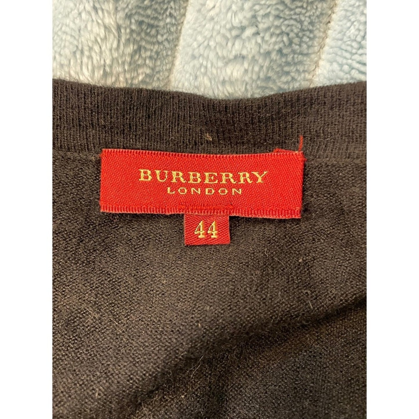 BURBERRY LONDON Knit Sweater Top  Angora Modal Short Sleeve Size 44 M-L