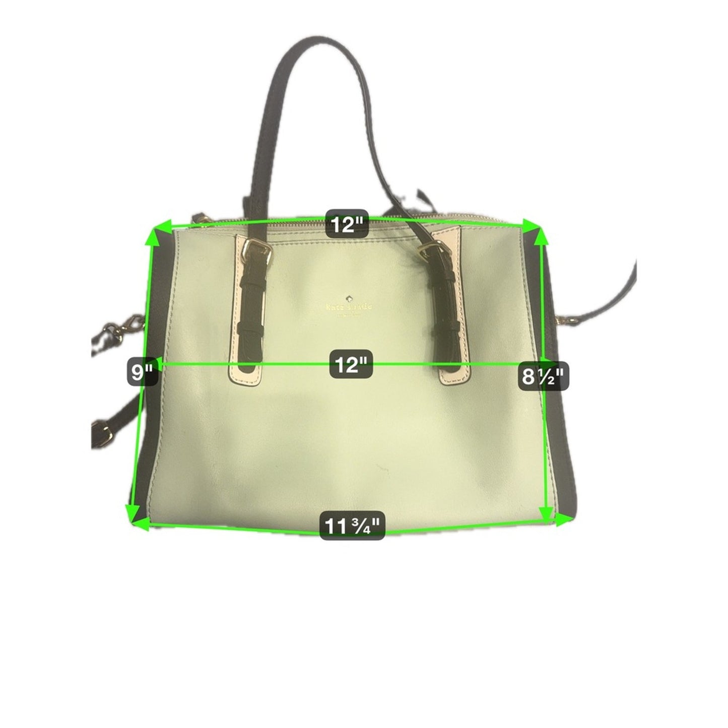 Kate Spade New York Satchel Purse Handbag Green Leather Colorblock Zip Top
