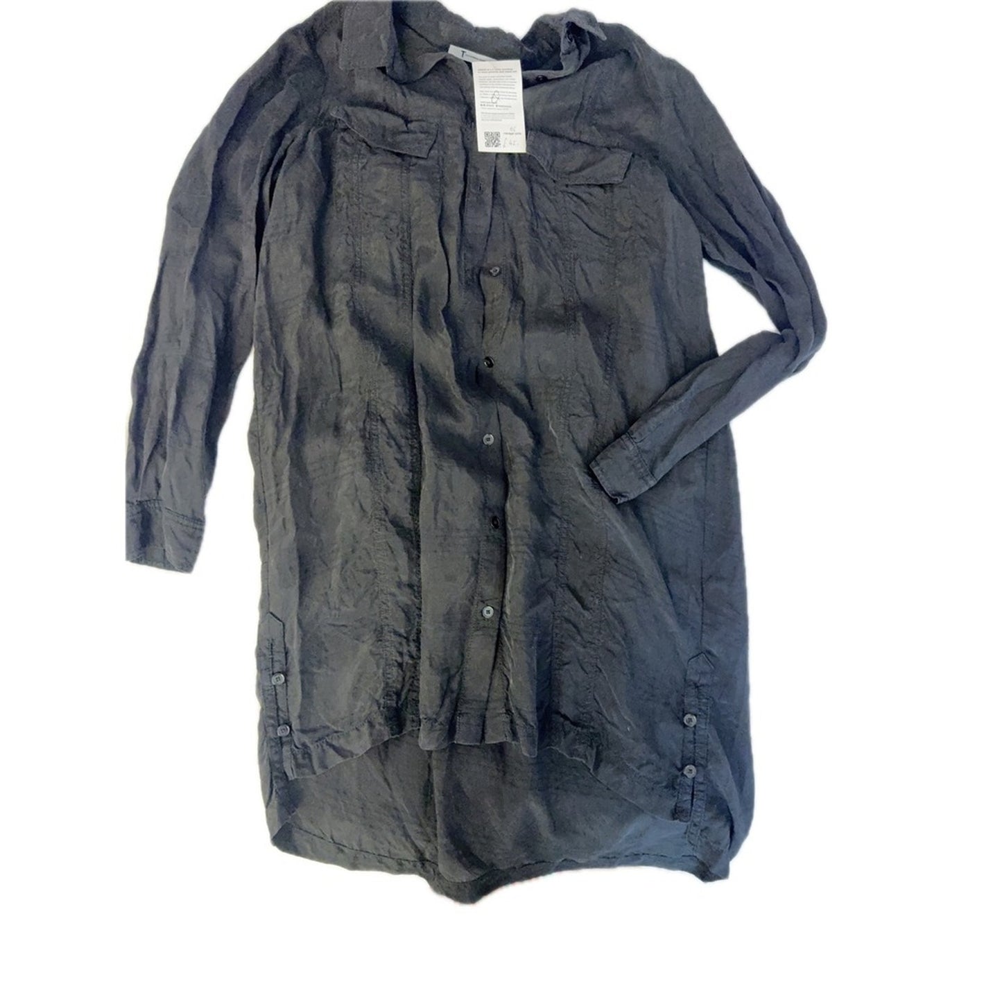 T by Alexander Wang Sheer Silk Blend Tunic Shirt – Black (Size S)