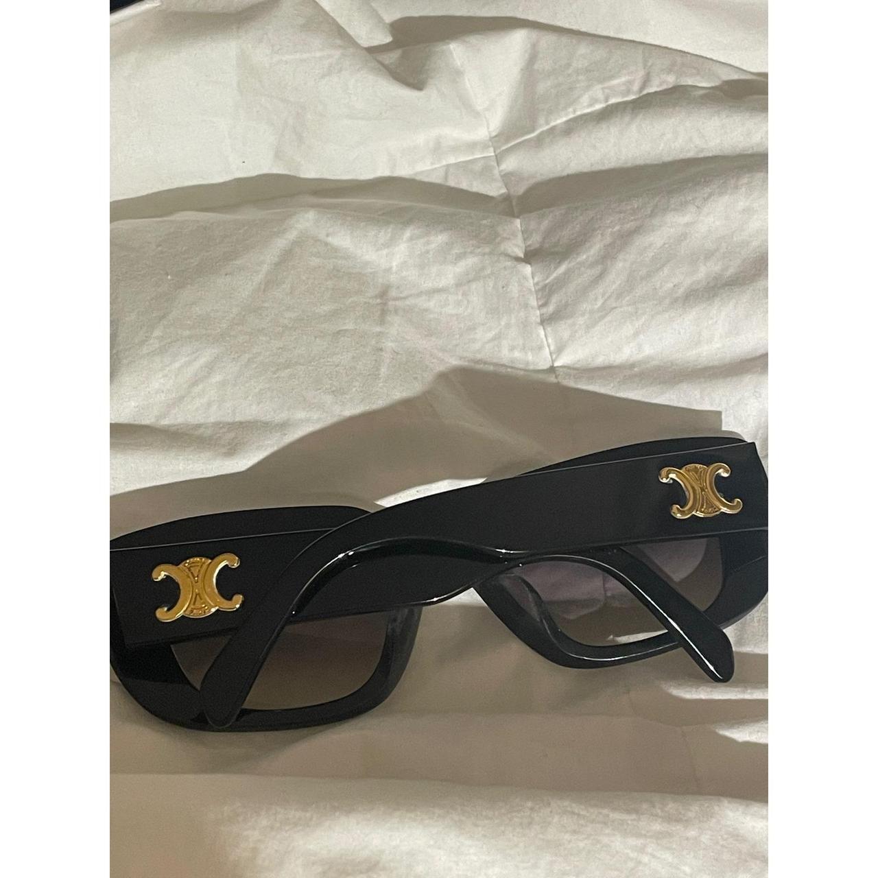CELINE PARIS CL40216U Black Acetate Square Sunglasses with Gold Triomphe Logo