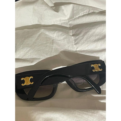 CELINE PARIS CL40216U Black Acetate Square Sunglasses with Gold Triomphe Logo