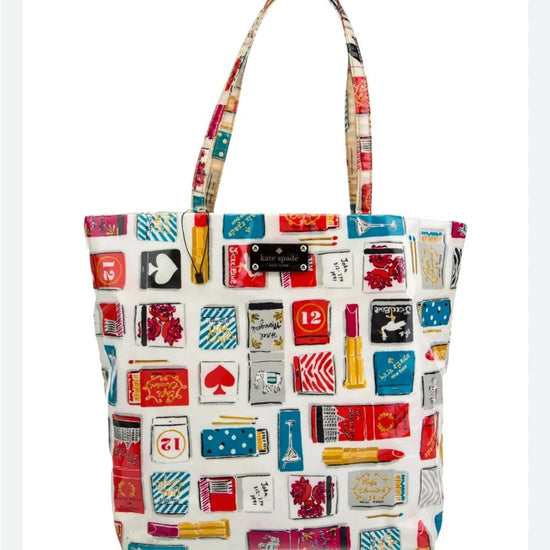 Kate Spade Matchbook‎ Lipstick Print Tote, "Bon Shopper" model (WKRU1505), NEW