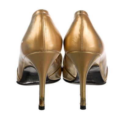 Bruno Frisoni Metallic Gold Pointed Toe Stiletto Heels Shoes Women size 7.5