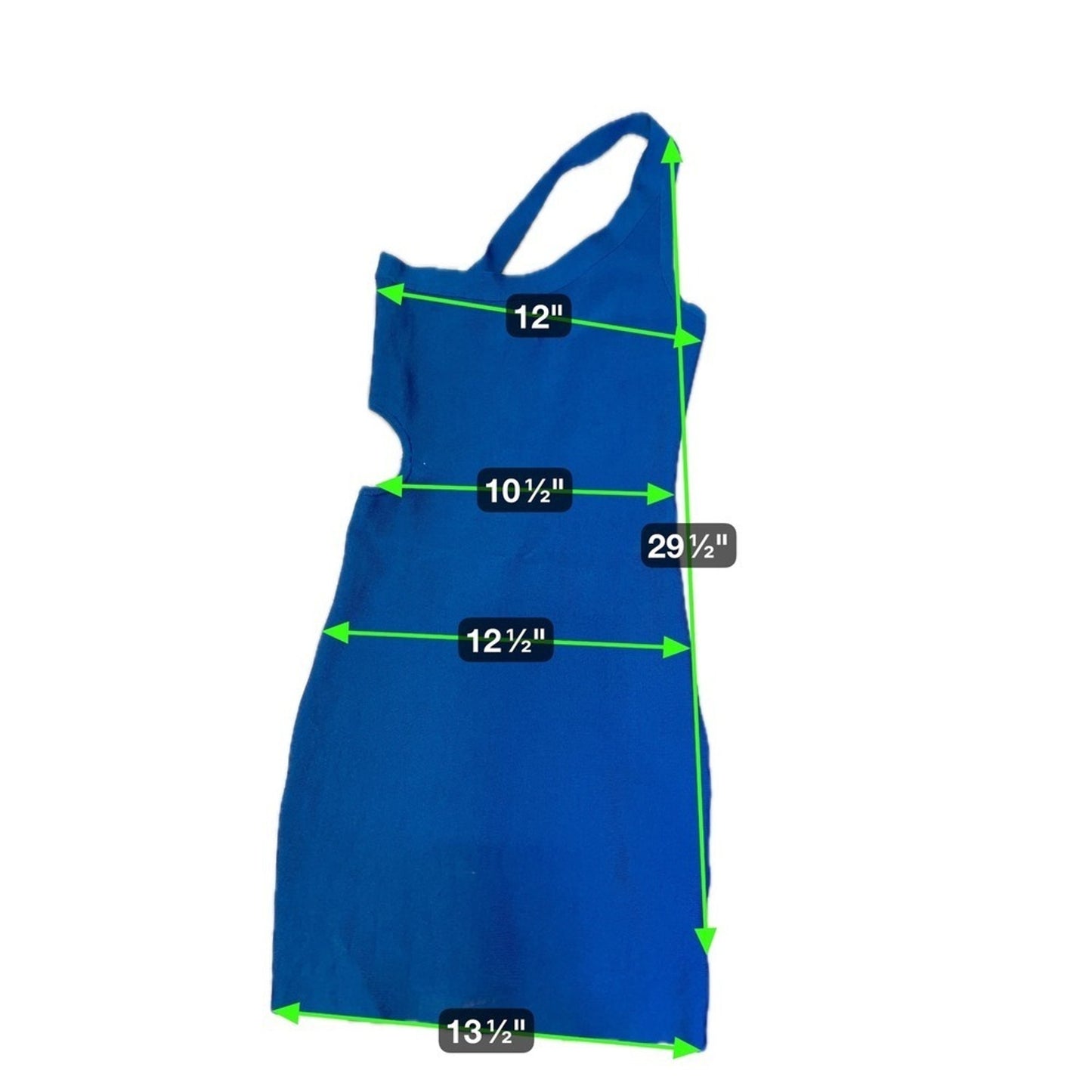 Bebe Blue One Shoulder Cut Out Bodycon Mini Dress XS Princess Blue
