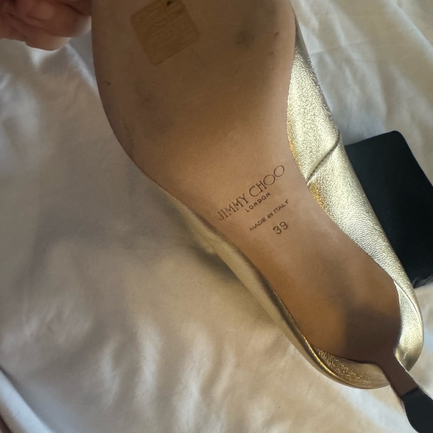Jimmy‎ Choo Black and Gold Stiletto Heeled Boots