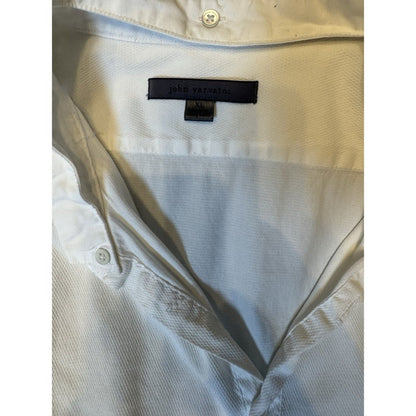 John Varvatos Pleats Tuxedo Style White Dress Men's Shirt XL Button Down #C