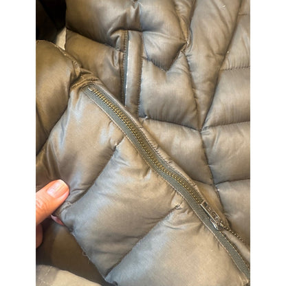 Helmut Lang Gray Down Puffer Jacket with Hood Asymmetrical Zip Womens Small S