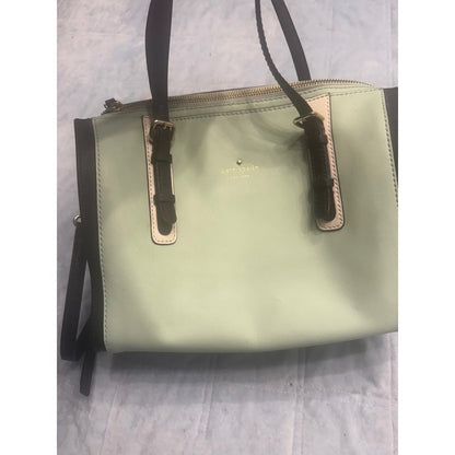 Kate Spade New York Satchel Purse Handbag Green Leather Colorblock Zip Top