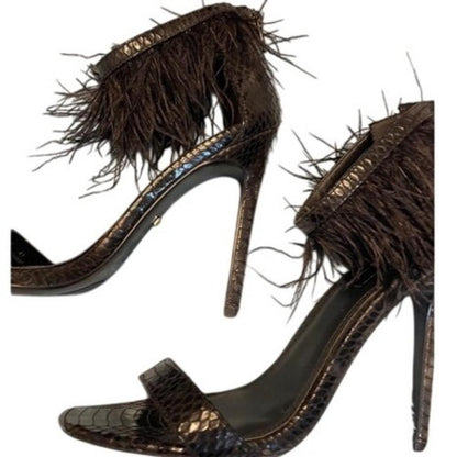 Topshop black feather embellished stiletto